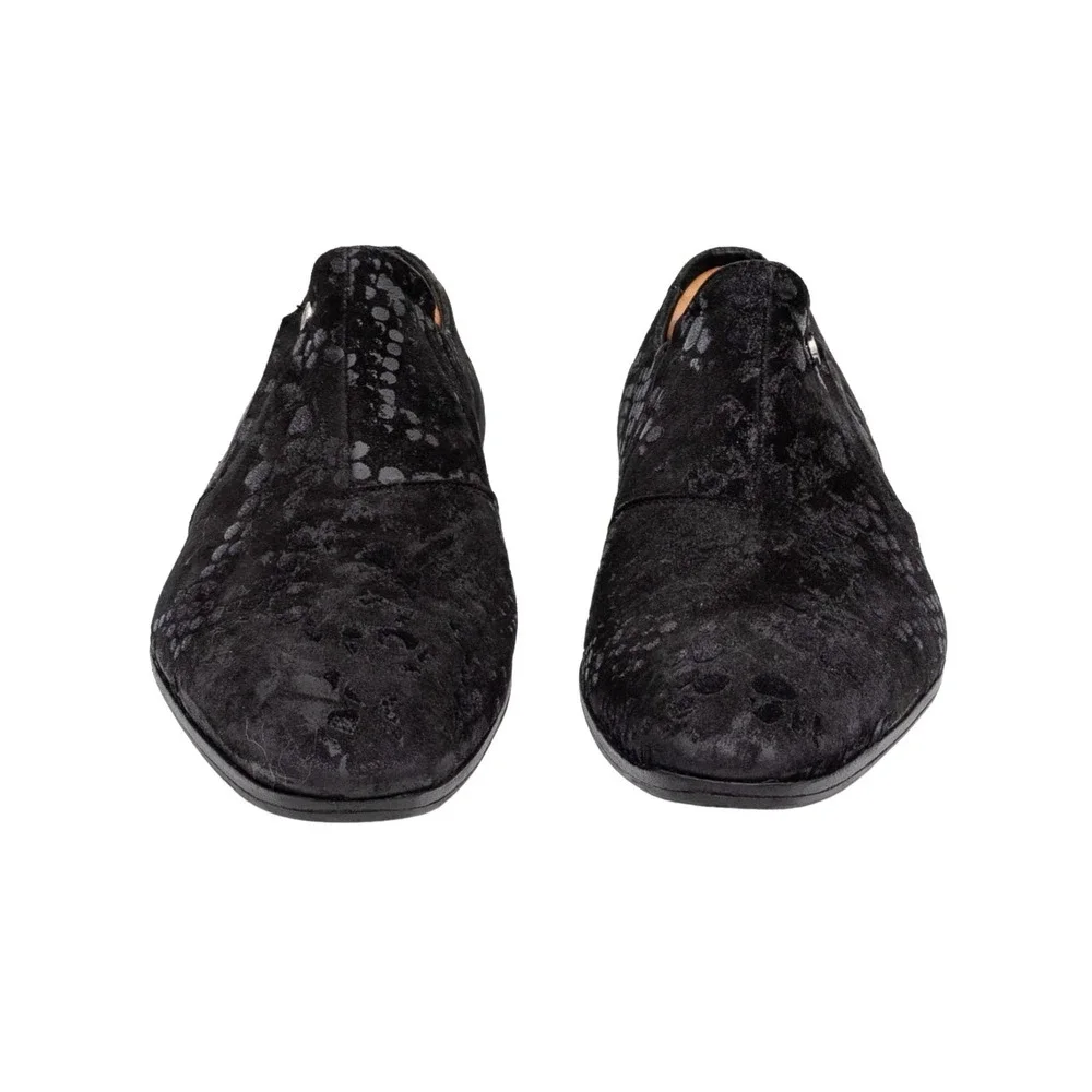 Bagatto Black Snake Print Suede Slip On Dress Shoes Mens US 9.5 UK 8.5 EU 42.5 M